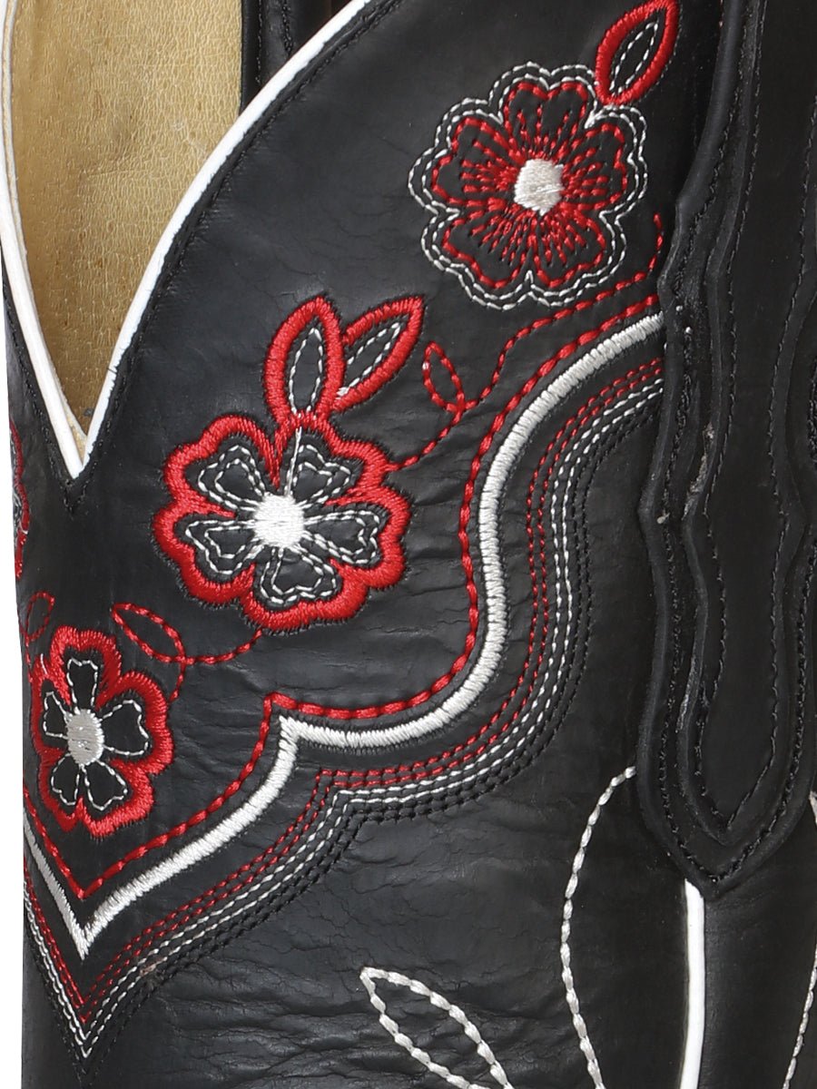 Women’s Nubuck Leather Floral Embroidered Rodeo Western Cowgirl Boots 'El General' 42977 - BELLEZA'S - Women’s Nubuck Leather Floral Embroidered Rodeo Western Cowgirl Boots 'El General' 42977 - Women's Boots - 04297701