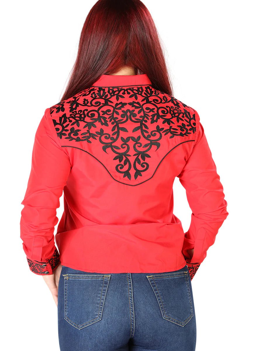 Women's Red Embroidered Long Sleeve Western Shirt 'El Señor de los Cielos' 126670 - BELLEZA'S - Women's Red Embroidered Long Sleeve Western Shirt 'El Señor de los Cielos' 126670 - Women's Shirt - 12667001