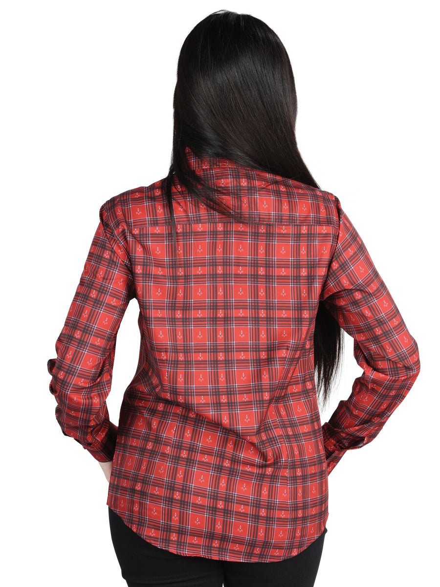 Women's Red Plaid Print Long Sleeve Western Shirt 'El Señor De Los Cielos' 44722 - BELLEZA'S - Women's Red Plaid Print Long Sleeve Western Shirt 'El Señor De Los Cielos' 44722 - Women's Shirt - 04472201