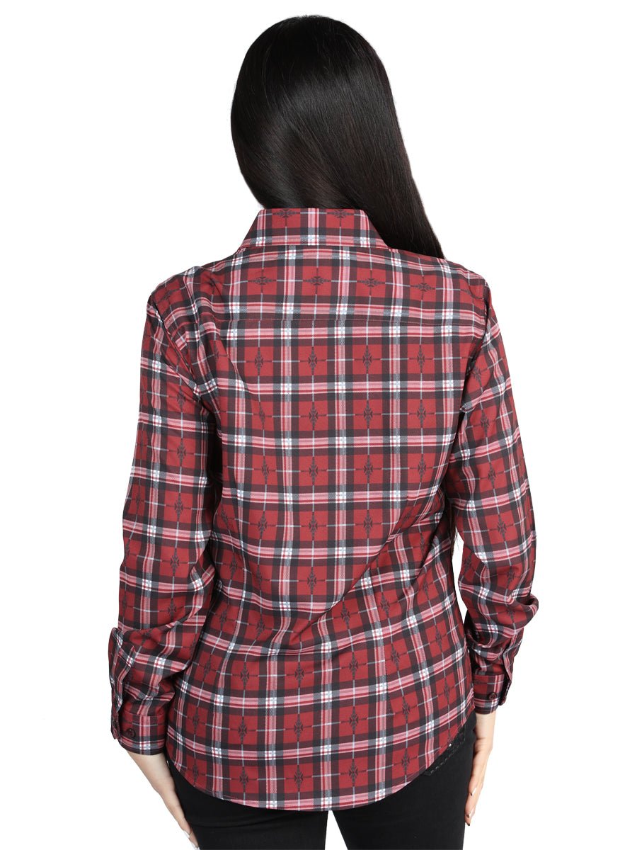 Women's Red Plaid Print Long Sleeve Western Shirt 'El Señor De Los Cielos' 44727 - BELLEZA'S - Women's Red Plaid Print Long Sleeve Western Shirt 'El Señor De Los Cielos' 44727 - Women's Shirt - 04472701