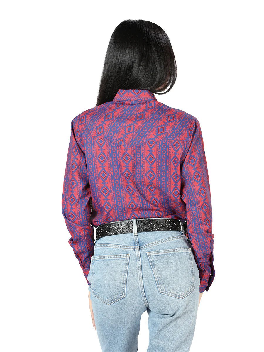 Women’s Red Print Long Sleeve Western Shirt 'El Señor de los Cielos' 44203 - BELLEZA'S - Women’s Red Print Long Sleeve Western Shirt 'El Señor de los Cielos' 44203 - Women's Shirt - 04420301