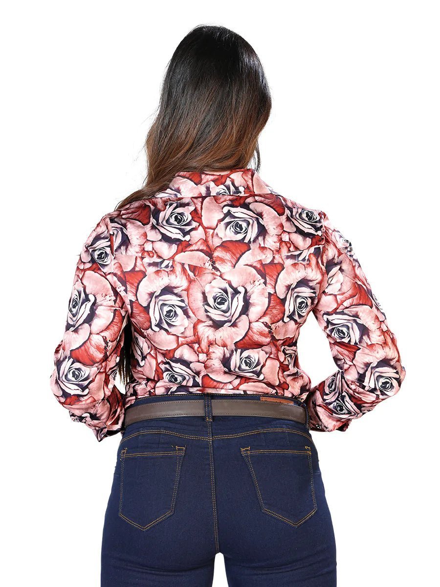 Women's Red/Black Floral Print Long Sleeve Western Shirt 'El Señor de los Cielos' 44099 - BELLEZA'S - Women's Red/Black Floral Print Long Sleeve Western Shirt 'El Señor de los Cielos' 44099 - Women's Shirt - 04409901