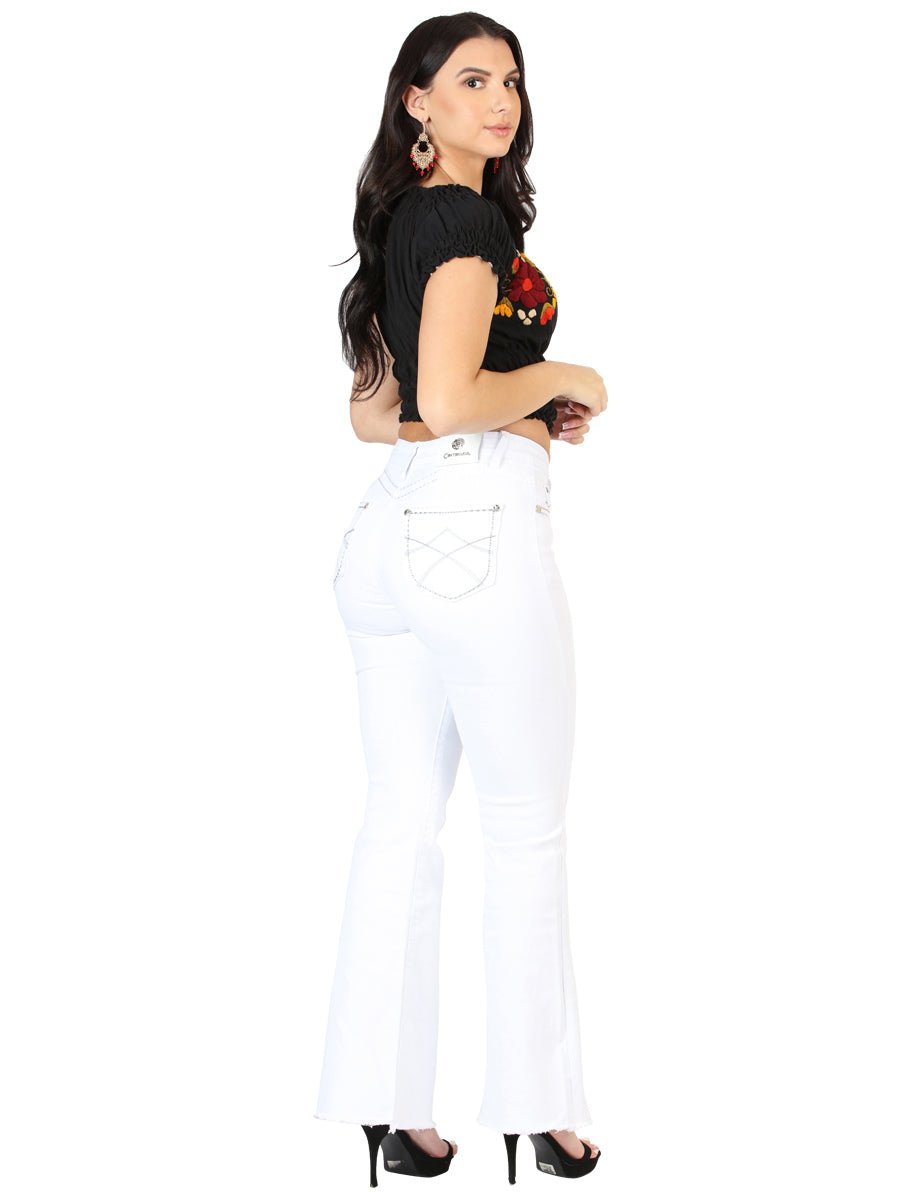 Women's White Bootcut Denim Jeans 'Centenario' 45545 - BELLEZA'S - Women's White Bootcut Denim Jeans 'Centenario' 45545 - Women's Pants - 04554501