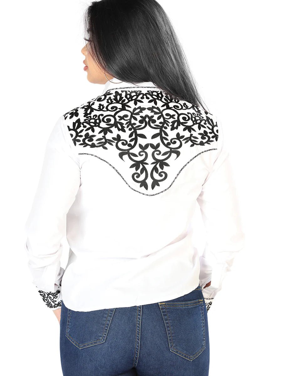 Women's White Embroidered Long Sleeve Western Shirt 'El Señor de los Cielos' 126669 - BELLEZA'S - Women's White Embroidered Long Sleeve Western Shirt 'El Señor de los Cielos' 126669 - Women's Shirt - 12666901