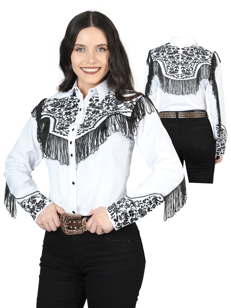 Women’s White Embroidered Long Sleeve Western Shirt 'El Señor de los Cielos' 44179 - BELLEZA'S - Women’s White Embroidered Long Sleeve Western Shirt 'El Señor de los Cielos' 44179 - Women's Shirt - 04417901