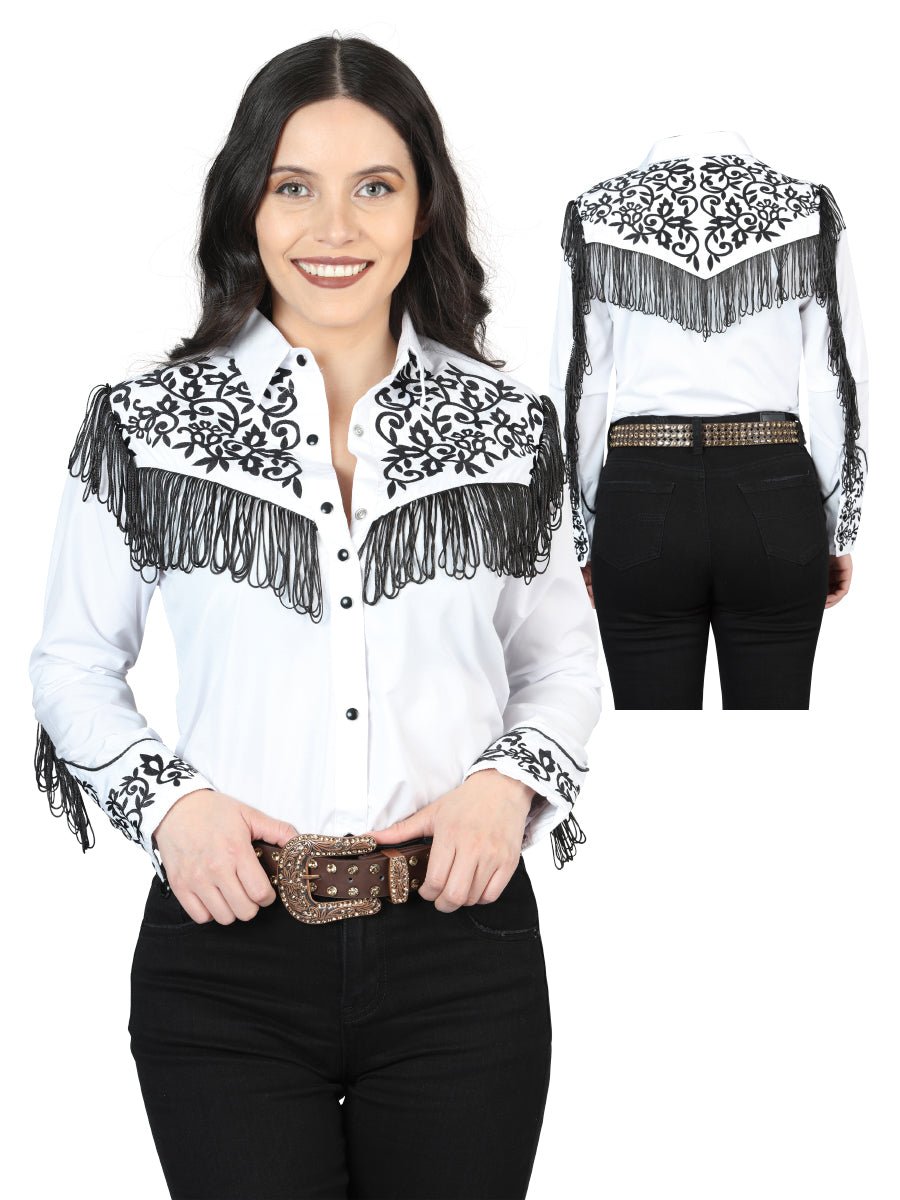 Women’s White Embroidered Long Sleeve Western Shirt 'El Señor de los Cielos' 44182 - BELLEZA'S - Women’s White Embroidered Long Sleeve Western Shirt 'El Señor de los Cielos' 44182 - Women's Shirt - 04418201
