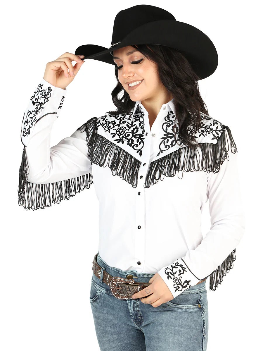 Women’s White Embroidered Long Sleeve Western Shirt 'El Señor de los Cielos' 44182 - BELLEZA'S - Women’s White Embroidered Long Sleeve Western Shirt 'El Señor de los Cielos' 44182 - Women's Shirt - 04418201