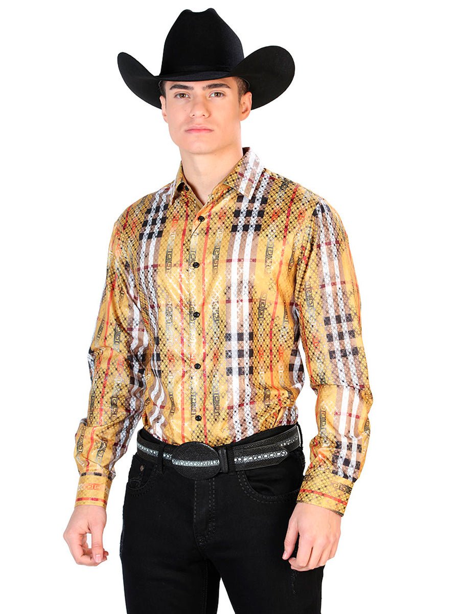 Yellow Casual Long Sleeve Shirt 43784 - BELLEZA'S - Yellow Casual Long Sleeve Shirt 43784 - CABALLERO - 04378401