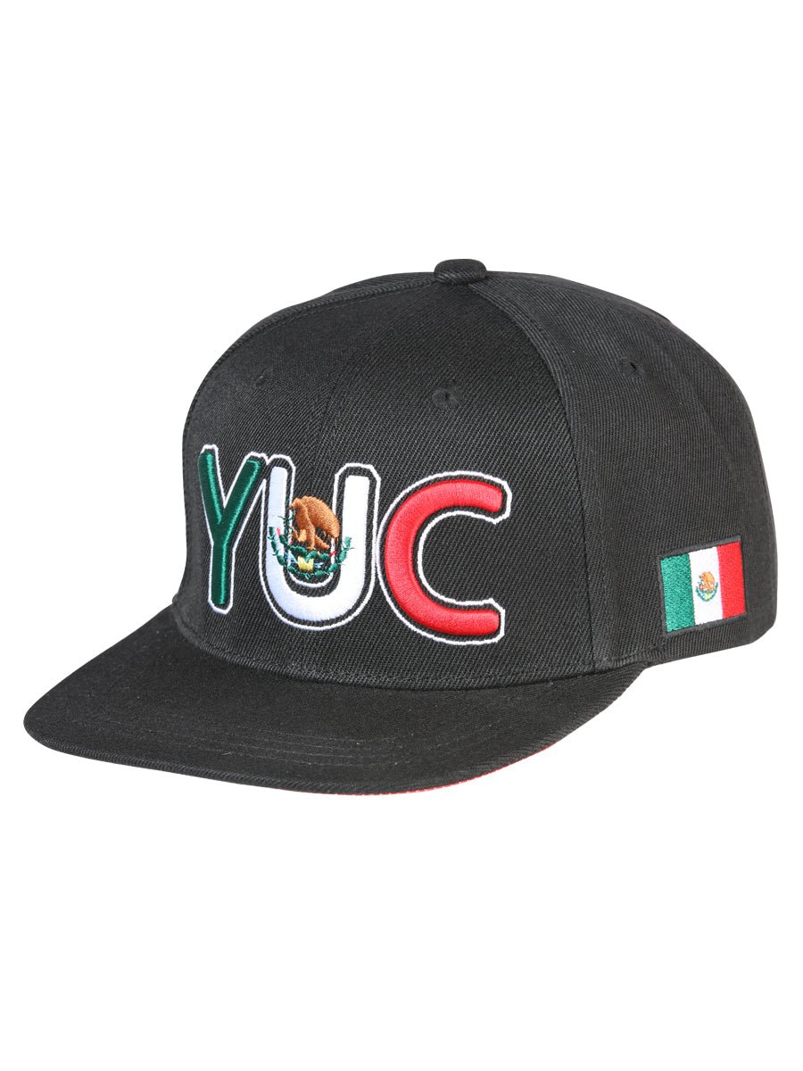 Yucatán Black Embroidered Polyester Cap 'El General' 44815 - BELLEZA'S - Yucatán Black Embroidered Polyester Cap 'El General' 44815 - Caps - 04481501