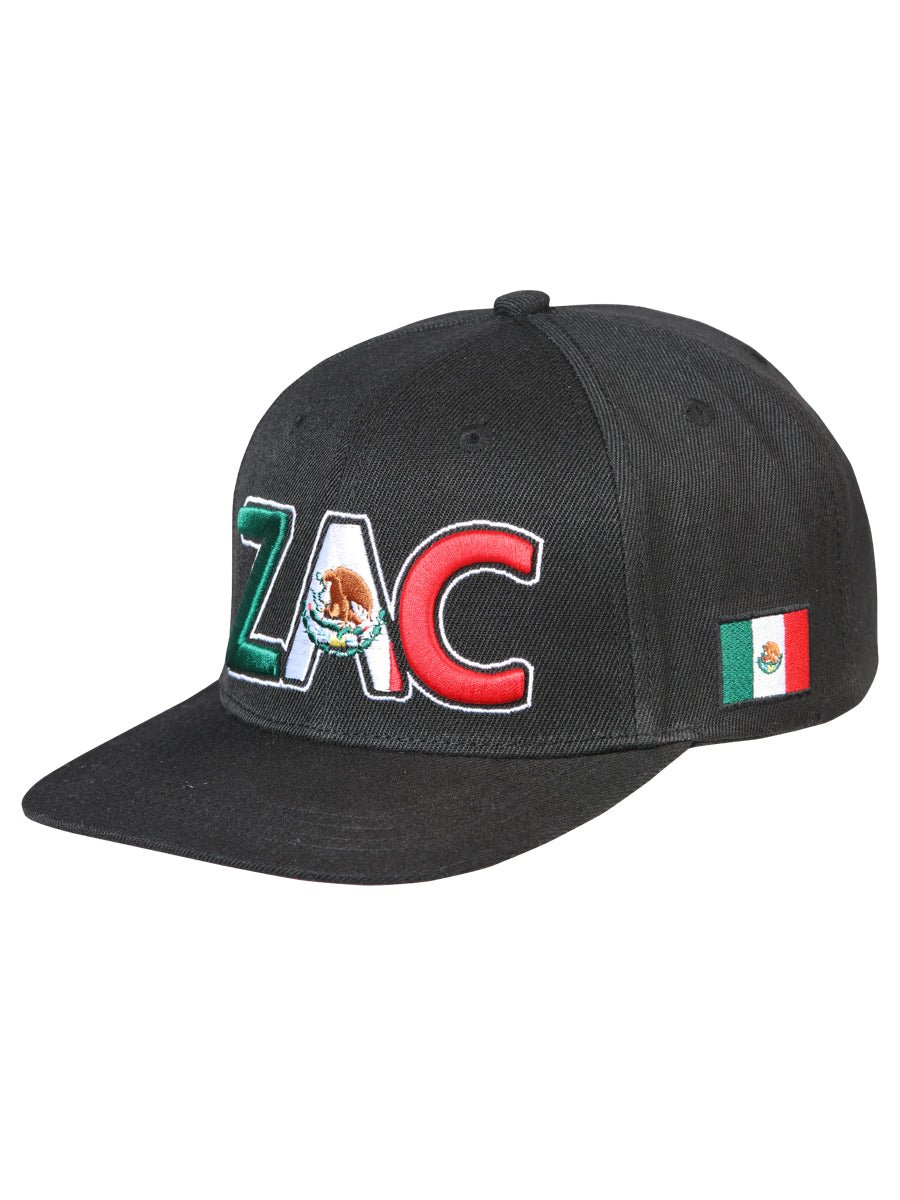 Zacatecas Black Embroidered Polyester Snap Back Cap 'El General' 44779 - BELLEZA'S - Zacatecas Black Embroidered Polyester Snap Back Cap 'El General' 44779 - Caps - 04477901