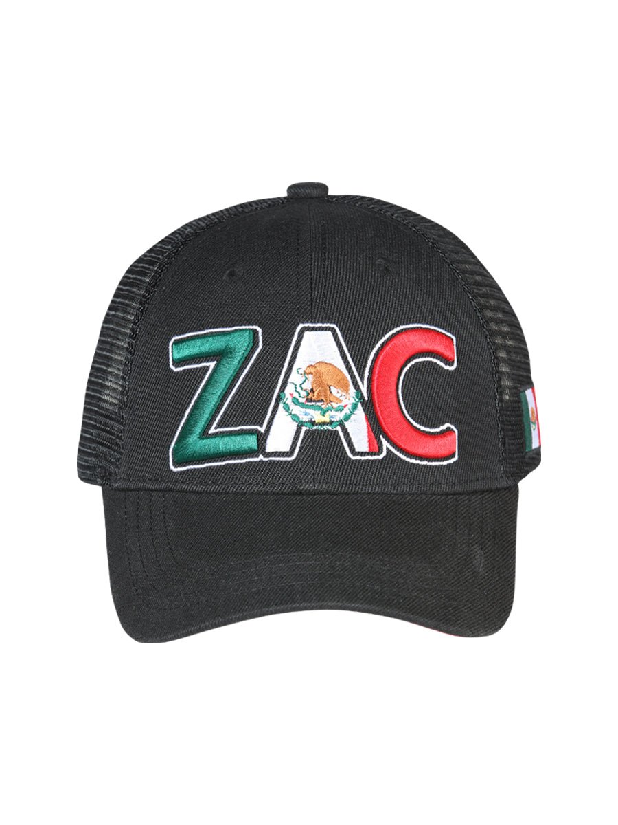 Zacatecas Black Embroidered Polyester Snap Back Cap 'El General' 44780 - BELLEZA'S - Zacatecas Black Embroidered Polyester Snap Back Cap 'El General' 44780 - Caps - 04478001