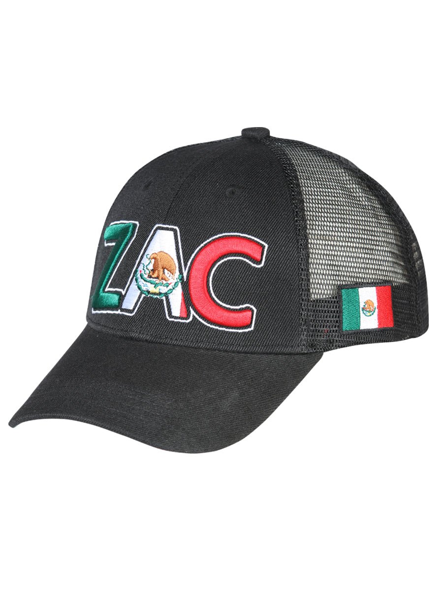 Zacatecas Black Embroidered Polyester Snap Back Cap 'El General' 44780 - BELLEZA'S - Zacatecas Black Embroidered Polyester Snap Back Cap 'El General' 44780 - Caps - 04478001