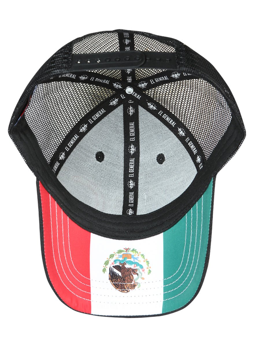 Zacatecas Black Embroidered Polyester Snap Back Cap 'El General' 44780 - BELLEZA'S - Zacatecas Black Embroidered Polyester Snap Back Cap 'El General' 44780 - Caps - 04478001