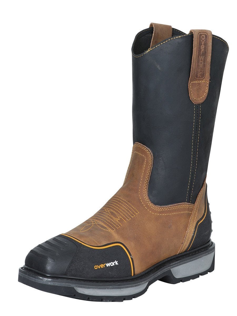 Botas de Trabajo Puntera de Acero Piel Bovino Alazan 'El General' *ARENA/NEGRO-41811* - BELLEZA'S - Botas De Trabajo - 41811