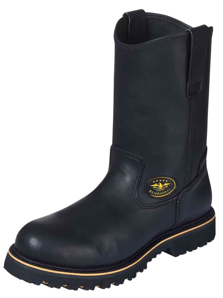 Botas de Trabajo Puntera de Acero Piel Grasso 'El General' *NEGRO-31327* - BELLEZA'S - Botas De Trabajo - 31327