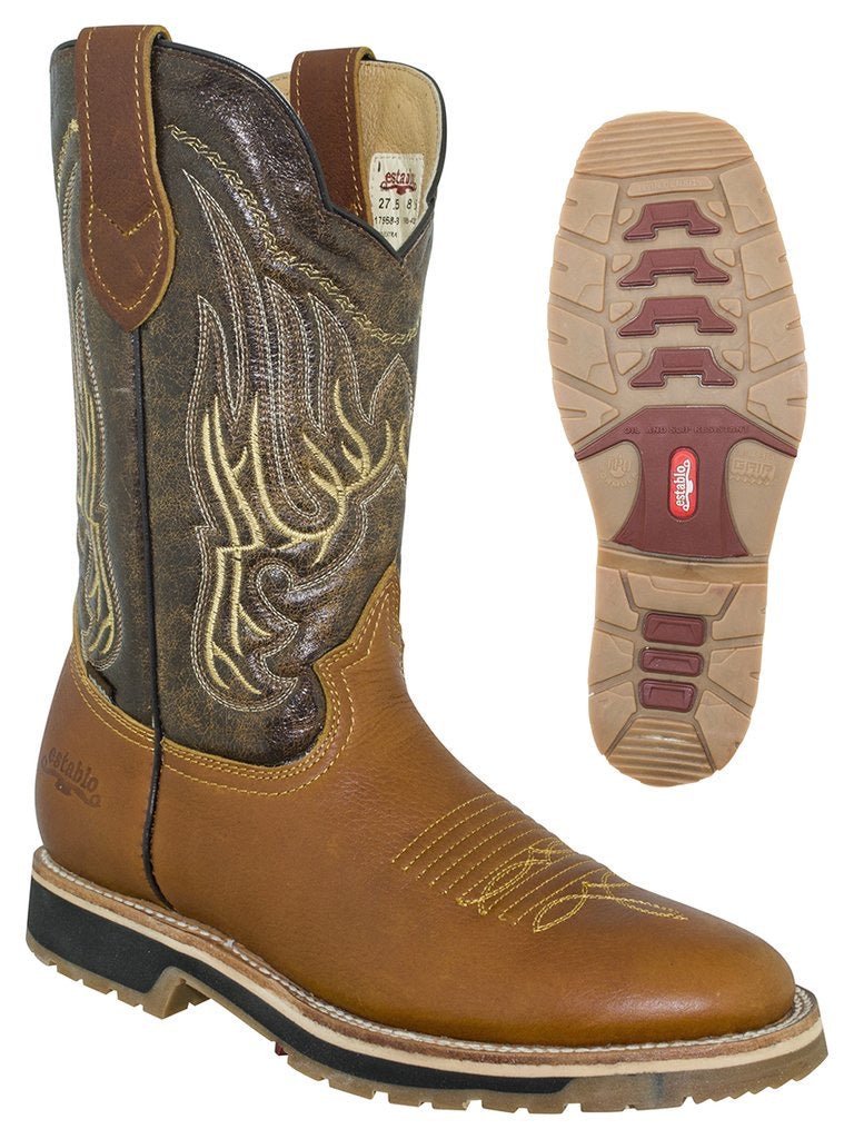 Botas de Trabajo Rodeo Piel Genuina para Hombre 'Establo' ID: 41534 MIEL - BELLEZA'S - - 41534
