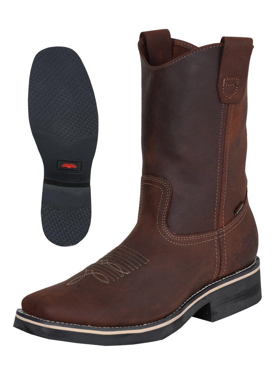 Botas de Trabajo Rodeo Piel Genuina para Hombre 'Establo' ID: 41551 CAFE - BELLEZA'S - - 41551