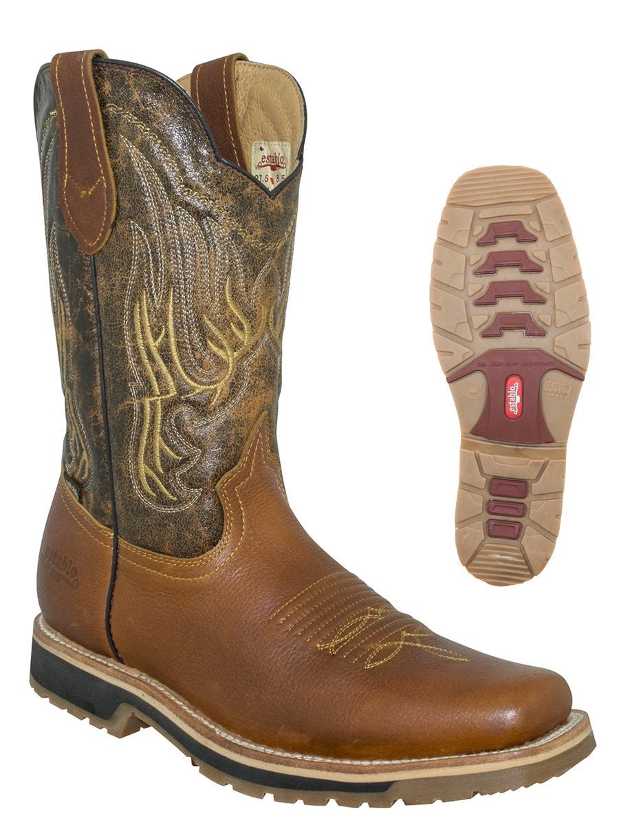 Botas de Trabajo sin Puntera de Acero de Piel Genuina para Hombre 'Establo' * - ID: 41547 MIEL - BELLEZA'S - - 41547