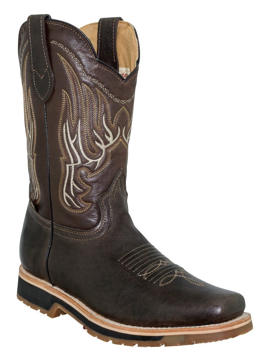 Botas De Trabajo sin Puntera de Acero Piel Genuina Para Hombre 'Establo' *CAFE-41548* - BELLEZA'S - - 41548