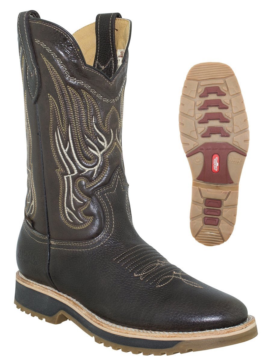 Botas de Trabajo sin Puntera de Acero, Piel Genuina para Hombre 'Establo' ID: 41535 CAFE - BELLEZA'S - - 41535