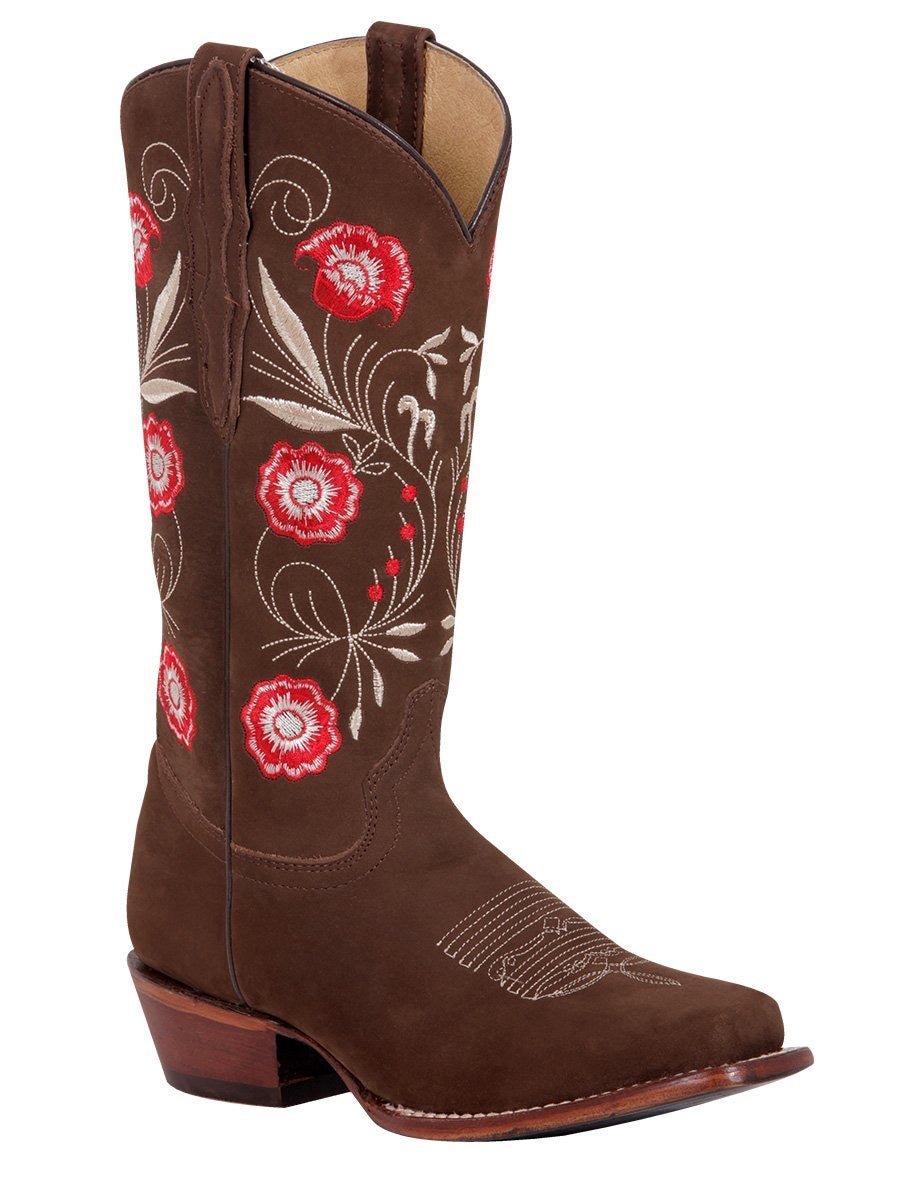 Botas Rodeo Clasicas de Piel Nobuck Para Mujer 'El General' *CAMEL-42984* - BELLEZA'S - - 42984
