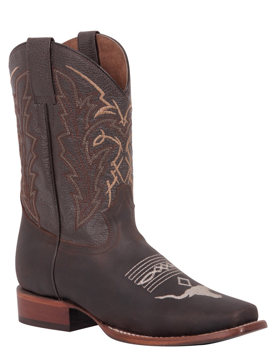 Botas Rodeo Clasicas Piel Bovino Crazy Para Hombre 'Centenario' Chocolate-125382* - BELLEZA'S