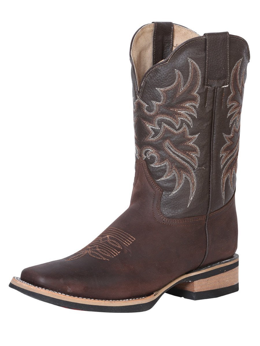 Botas Rodeo Clasicas Piel Crazy Para Hombre 'El General' CAFE-42449 - BELLEZA'S - Botas Para Hombres - 42449