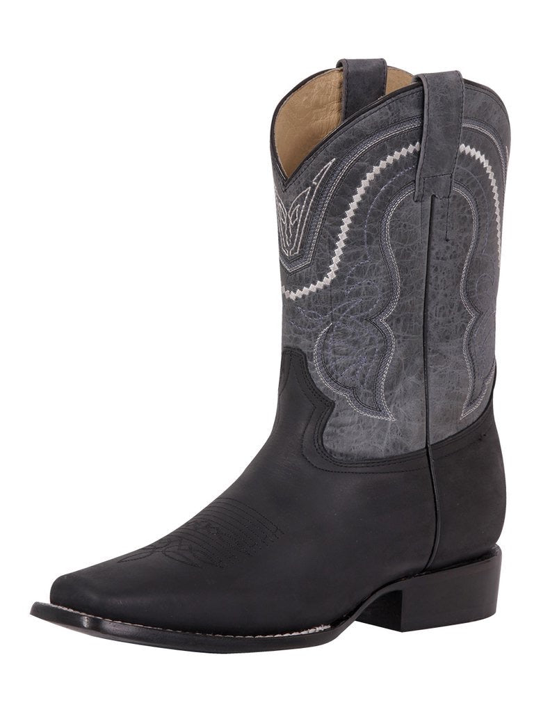 Botas Rodeo Clasicas Piel Crazy Para Hombre 'El General' *NEGRO-42998* - BELLEZA'S - Botas Para Hombres - 42998