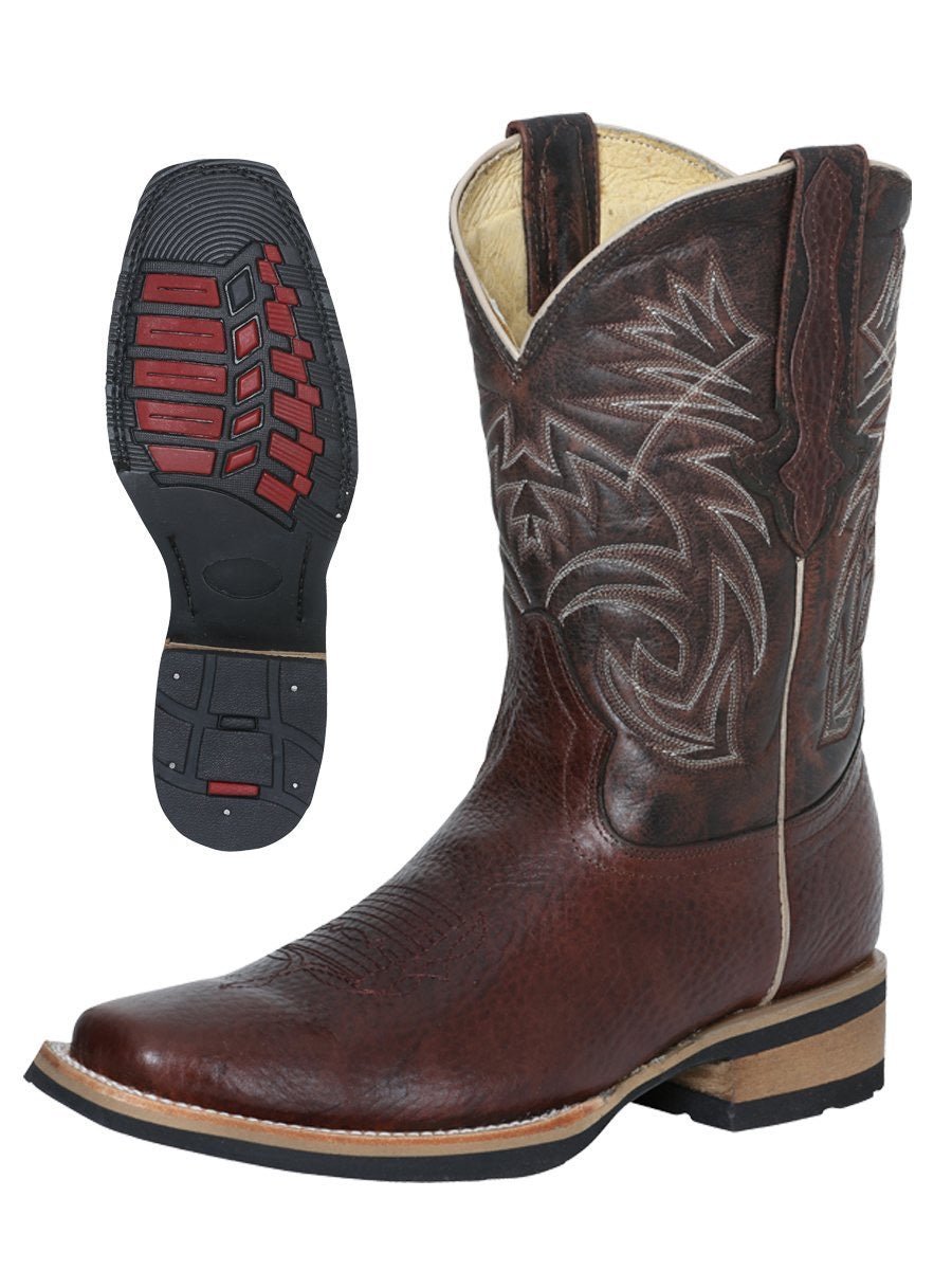 Botas Rodeo Clasicas Piel Genuina para Hombre 'El General' ID: 41624 CAFE - BELLEZA'S - - 41624