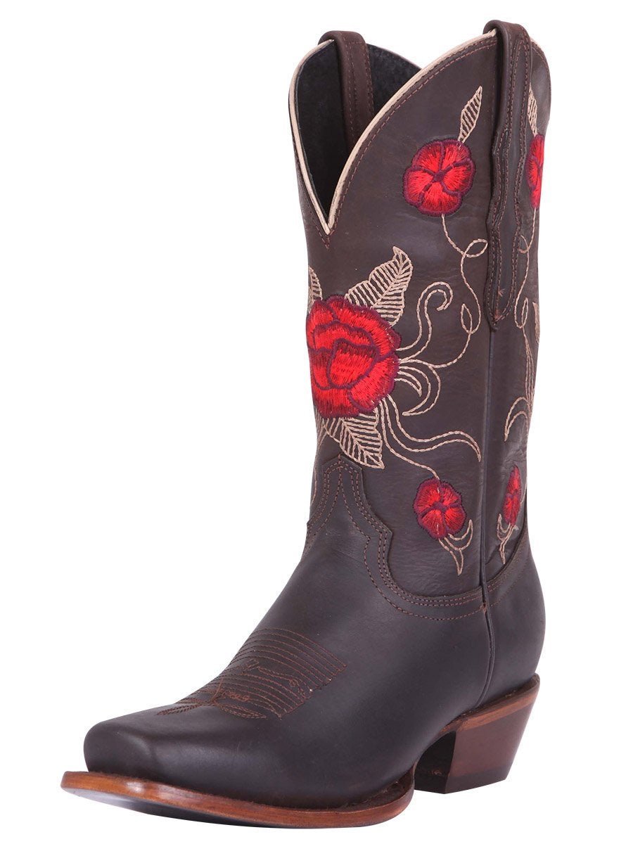 Botas Rodeo Clasicas Piel Genuina Para Mujer 'El General' *CHOCO-41785* - BELLEZA'S - Botas Para Damas - 41785