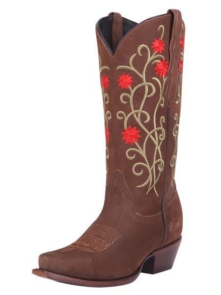 Botas Rodeo Clasicas Piel Nobuck Para Mujer 'El General' *CAMEL-41789* - BELLEZA'S - Botas Para Damas - 41789