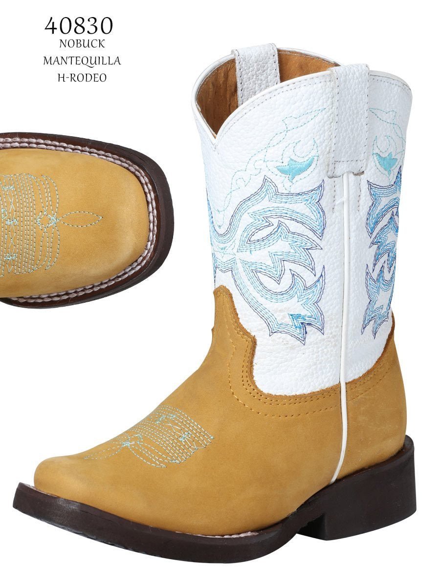 Botas Rodeo Clasicas Piel Nobuck para Niño 'El General' *MANTEQUILLA-40830* - BELLEZA'S