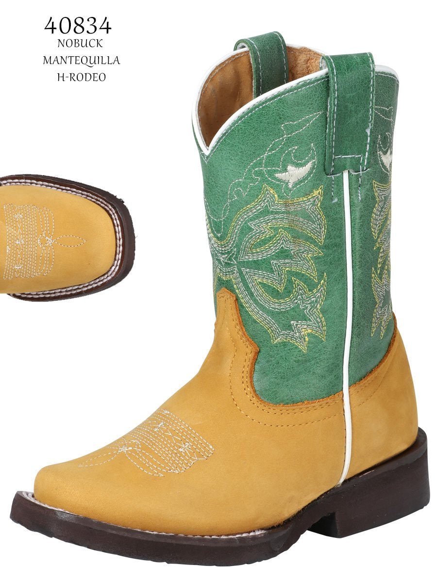 Botas Rodeo Clasicas Piel Nobuck para Niño 'El General' *MANTEQUILLA-40834* - BELLEZA'S - Bota Niño - 40834