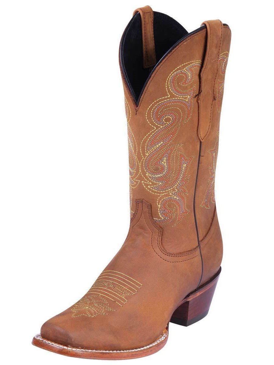 Botas Vaqueras Clasicas de Piel Genuina Para Mujer 'El General' *TAN-40660* - BELLEZA'S - Botas Para Damas - 40660