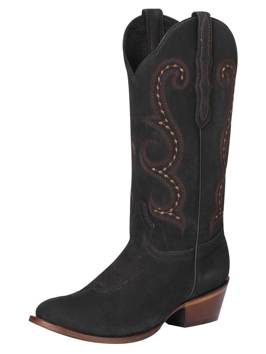 Botas Vaqueras Clasicas de Piel Nobuck para Mujer 'El General' * - ID: 42198 CAFE - BELLEZA'S - - 42198