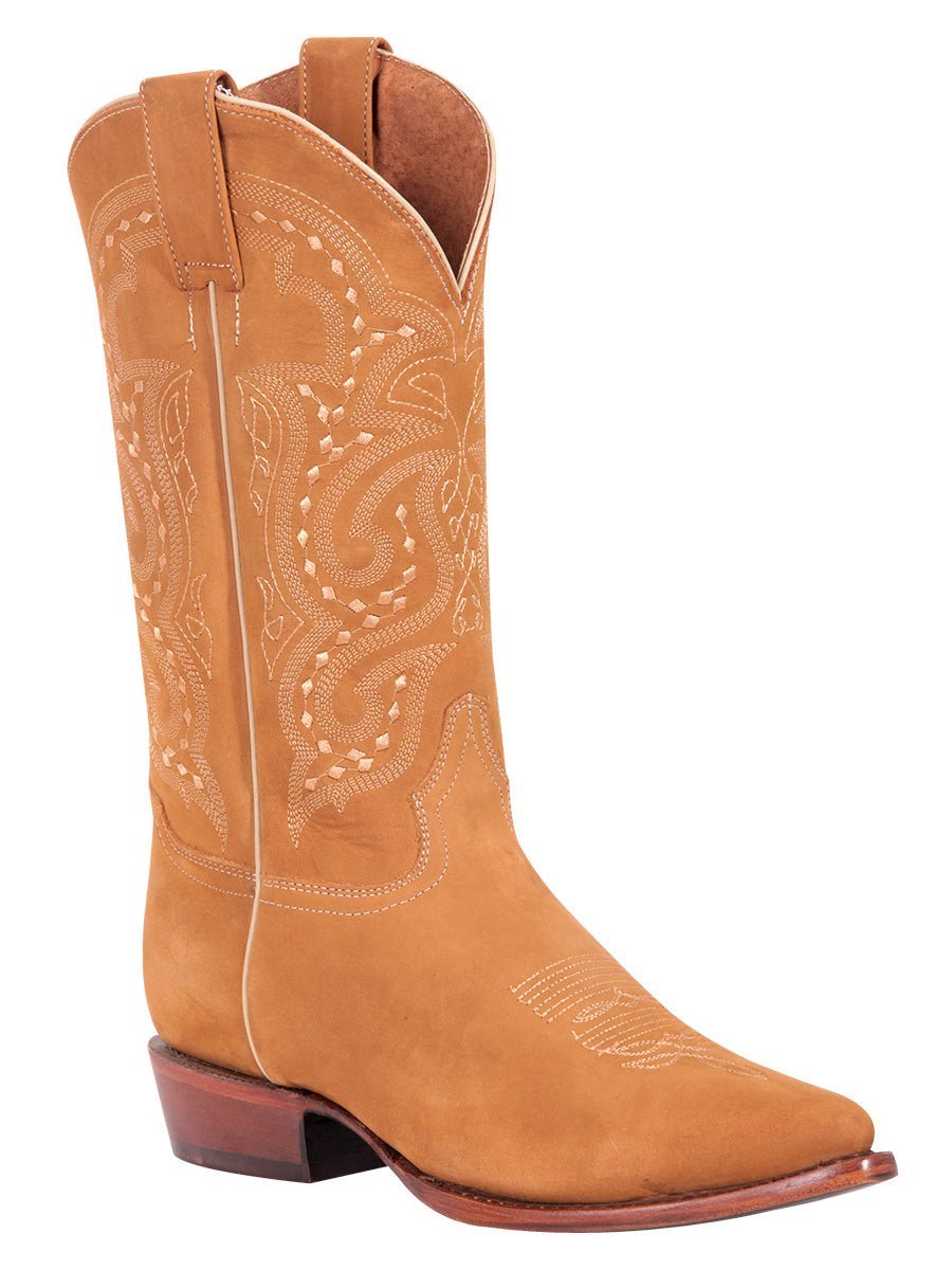 Botas Vaqueras Clasicas Piel Nobuck para Hombre 'El General' *DURAZNO-42988* - BELLEZA'S - Botas Para Damas - 42988