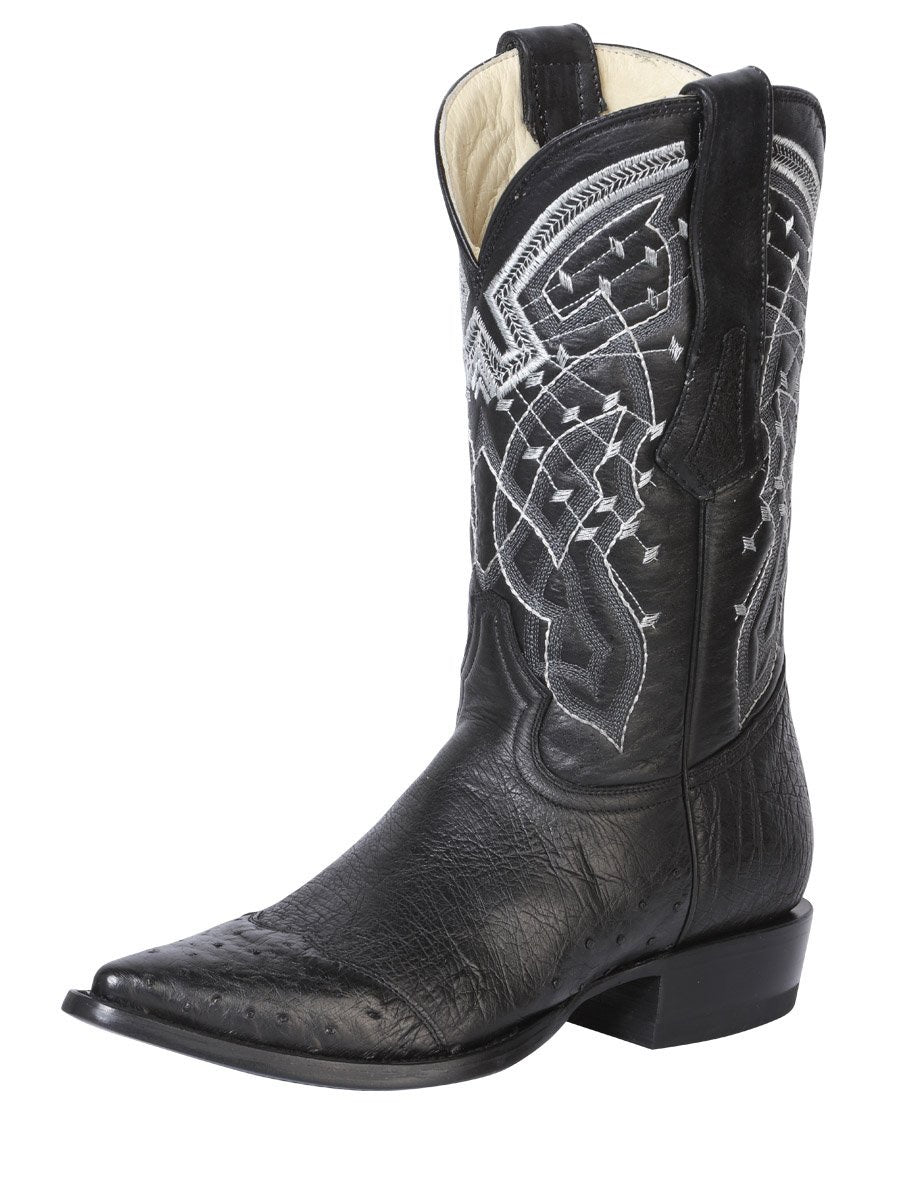 Botas Vaqueras Exoticas A vestruz Para Hombre 'Centenario' *NEGRO-124465* - BELLEZA'S - Botas Exoticas - 124465