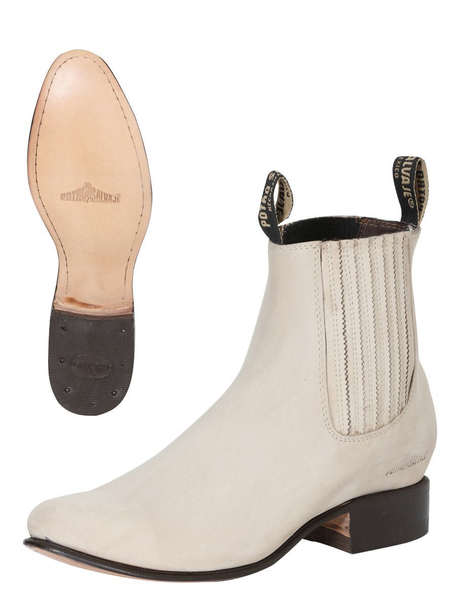 Botin Charro Piel Bovino Nobuck Para Hombre 'Potro Salvaje' - BELLEZA'S - - 123790