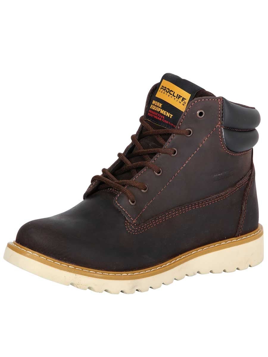 Botines de Trabajo S/C Piel Crazy Para Mujer 'Procliff Protection' *CAFE-35200* - BELLEZA'S - Botines Para Mujeres - 35200