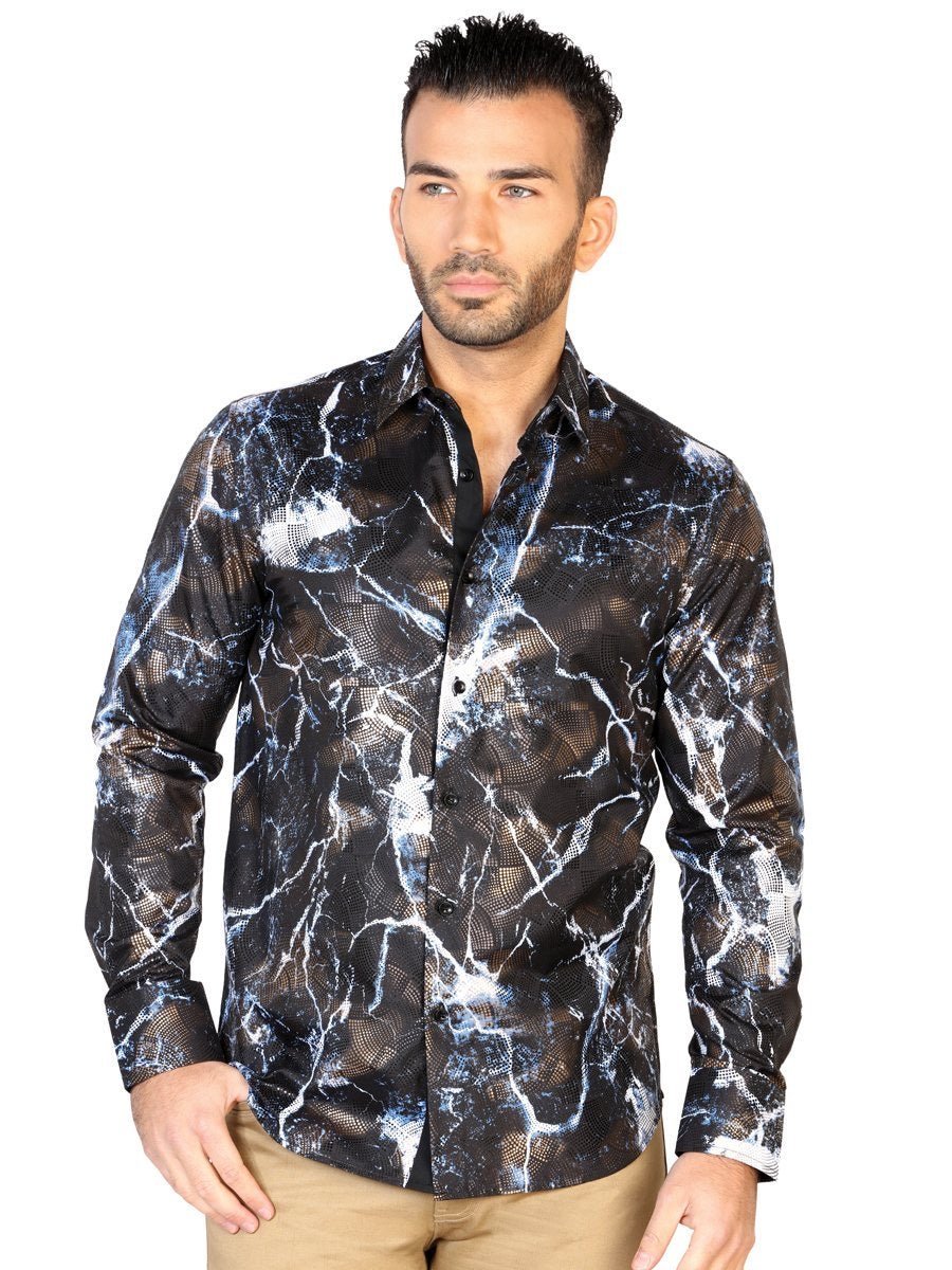 Camisa Casual Manga Larga para Hombre, 100% Modal 'El General' * - ID: 43119 NEGRO/BLANCO - BELLEZA'S - Camisa Casual Manga Larga para Hombre, 100% Modal 'El General' * - ID: 43119 NEGRO/BLANCO - BELLEZA'S - 43119