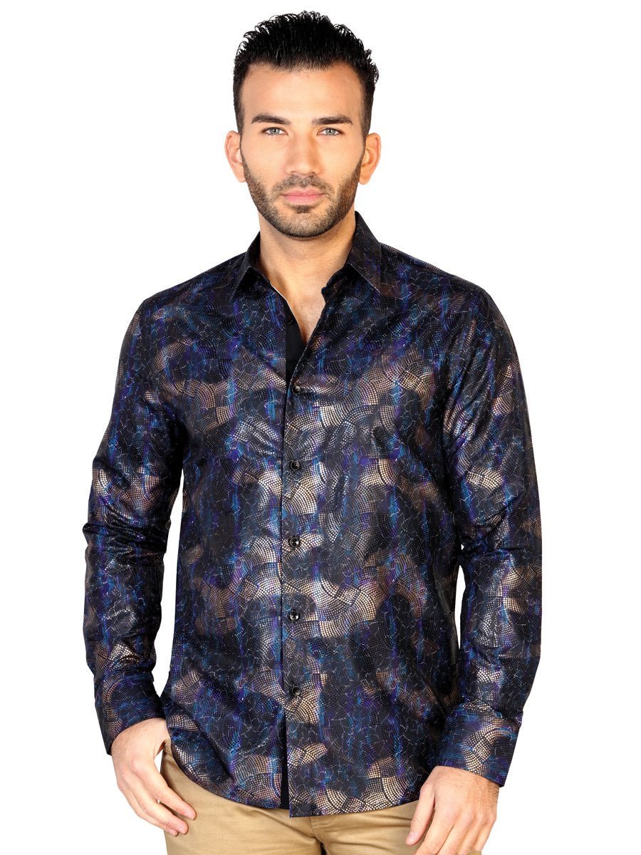 Camisa Casual Manga Larga para Hombre, 100% Modal 'El General' * - ID: 43120 NEGRO/AZUL REY - BELLEZA'S - Camisa Casual Manga Larga para Hombre, 100% Modal 'El General' * - ID: 43120 NEGRO/AZUL REY - BELLEZA'S - 43120