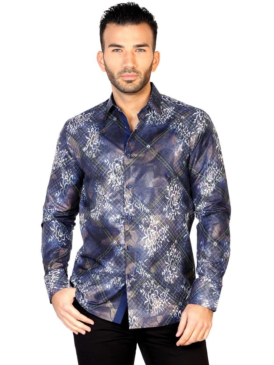 Camisa Casual Manga Larga para Hombre, 100% Modal 'El General' * - ID: 43123 AZUL MARINO - BELLEZA'S - Camisa Casual Manga Larga para Hombre, 100% Modal 'El General' * - ID: 43123 AZUL MARINO - BELLEZA'S - 43123