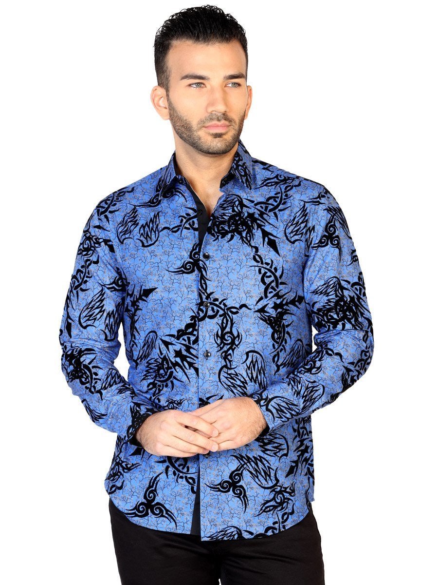 Camisa Casual Manga Larga para Hombre, 100% Modal 'El General' * - ID: 43136 AZUL - BELLEZA'S - Camisa Casual Manga Larga para Hombre, 100% Modal 'El General' * - ID: 43136 AZUL - BELLEZA'S - 43136