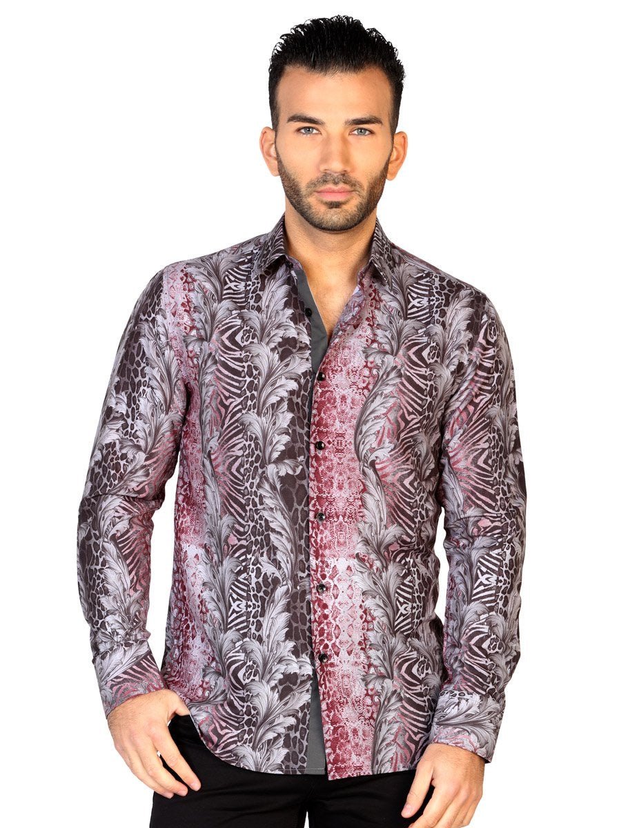 Camisa Casual Manga Larga para Hombre, 100% Modal 'El General' NEGRO/VINO-43143 - BELLEZA'S - Camisa Casual Manga Larga para Hombre, 100% Modal 'El General' NEGRO/VINO-43143 - BELLEZA'S - 43143