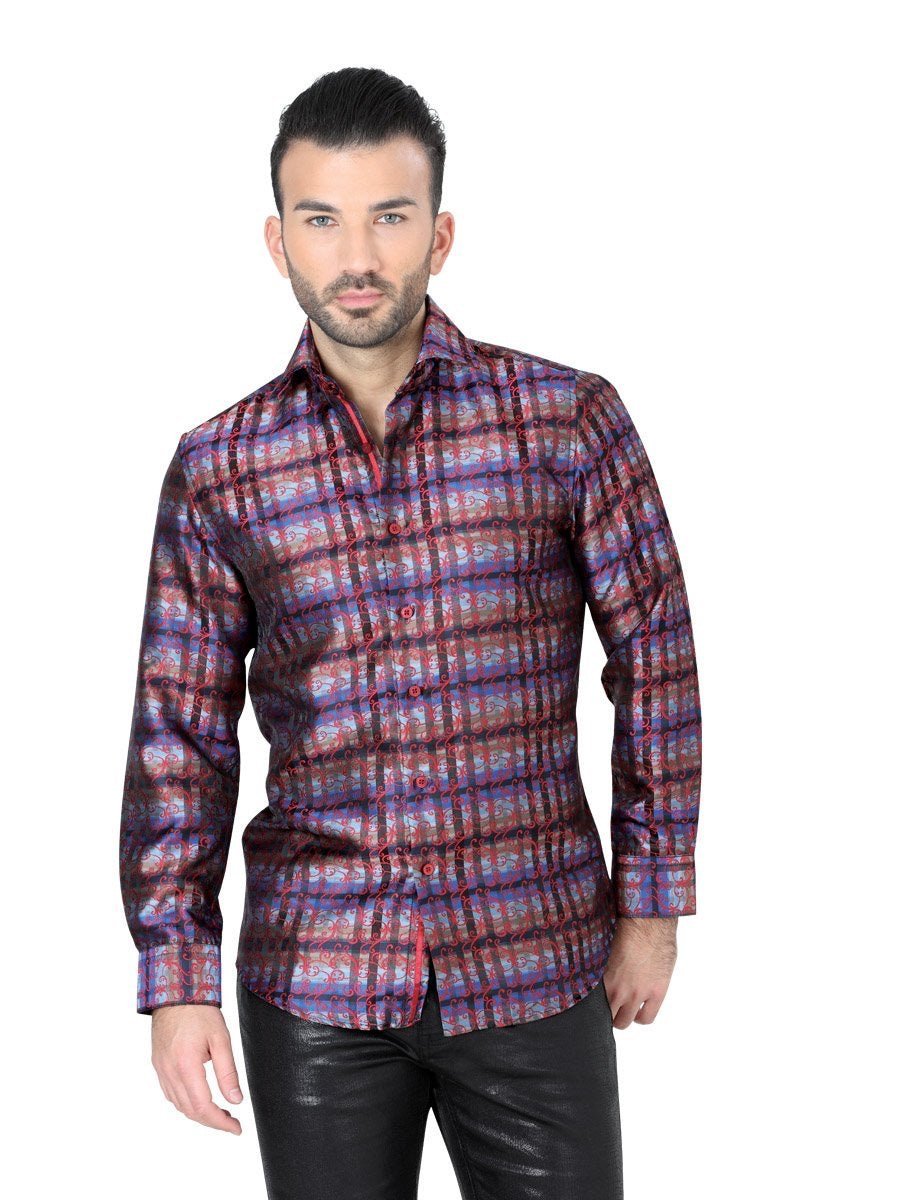 Camisa Casual Manga Larga para Hombre, 100% Polyester 'Centenario' * - ID: 41862 ROJO - BELLEZA'S - Camisa Casual Manga Larga para Hombre, 100% Polyester 'Centenario' * - ID: 41862 ROJO - BELLEZA'S - 42862