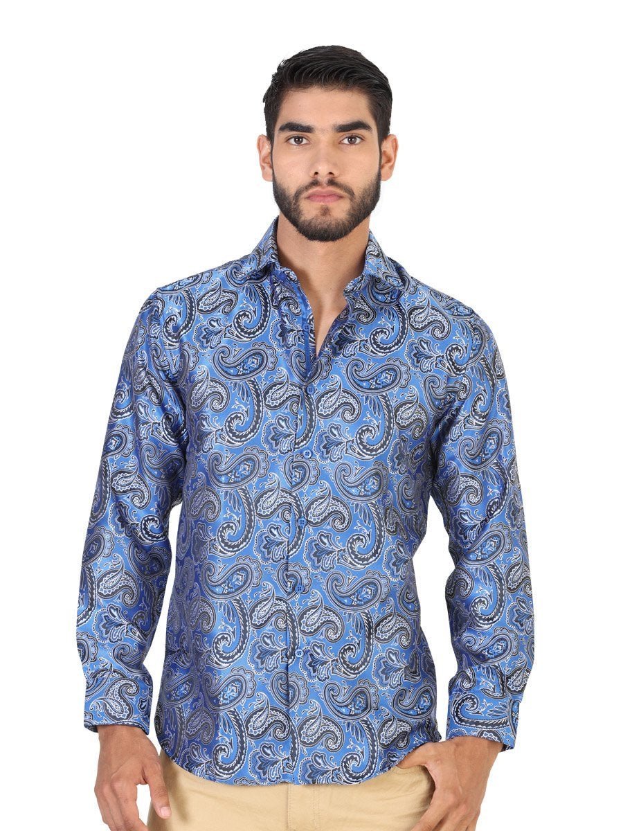 Camisa Casual Manga Larga para Hombre, 100% Polyester 'Centenario' * - ID: 42807 AZUL/PLATA - BELLEZA'S - Camisa Casual Manga Larga para Hombre, 100% Polyester 'Centenario' * - ID: 42807 AZUL/PLATA - BELLEZA'S - 42807