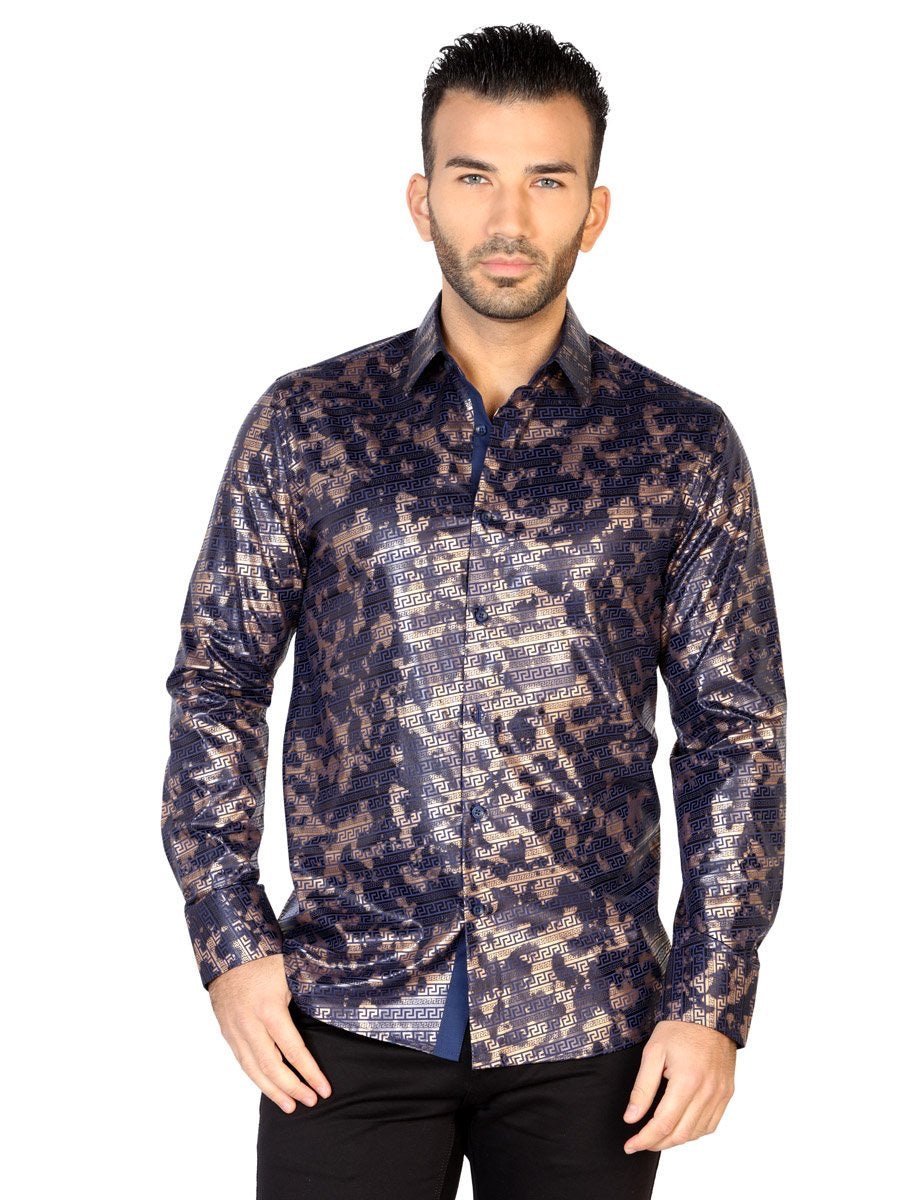 Camisa Casual Manga Larga para Hombre, 5% Spandex, 95% Modal 'El General' * - ID: 43130 AZUL MARINO - BELLEZA'S - Camisa Casual Manga Larga para Hombre, 5% Spandex, 95% Modal 'El General' * - ID: 43130 AZUL MARINO - BELLEZA'S - 43130