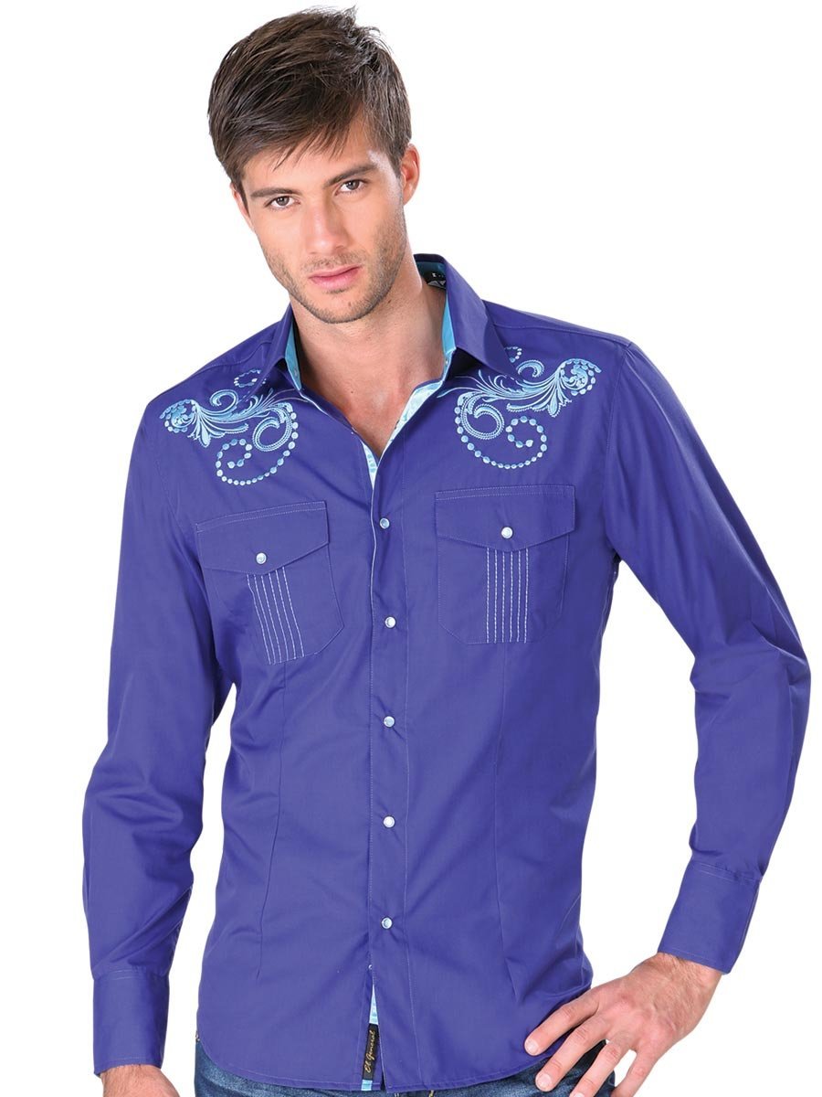Camisa Casual Manga Larga Para Hombre 'El General' ROYAL BLUE-32828 - BELLEZA'S - Camisa Casual Manga Larga Para Hombre 'El General' ROYAL BLUE-32828 - BELLEZA'S - Camisa -
