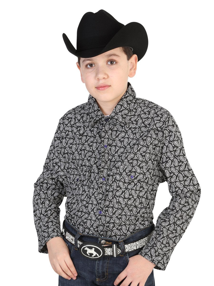 Camisa Casual Manga Larga para Niño, 55% Cotton, 45% Polyester 'Centenario' * - ID: 42457 BLANCO/NEGRO - BELLEZA'S - Camisa Casual Manga Larga para Niño, 55% Cotton, 45% Polyester 'Centenario' * - ID: 42457 BLANCO/NEGRO - BELLEZA'S - 42457