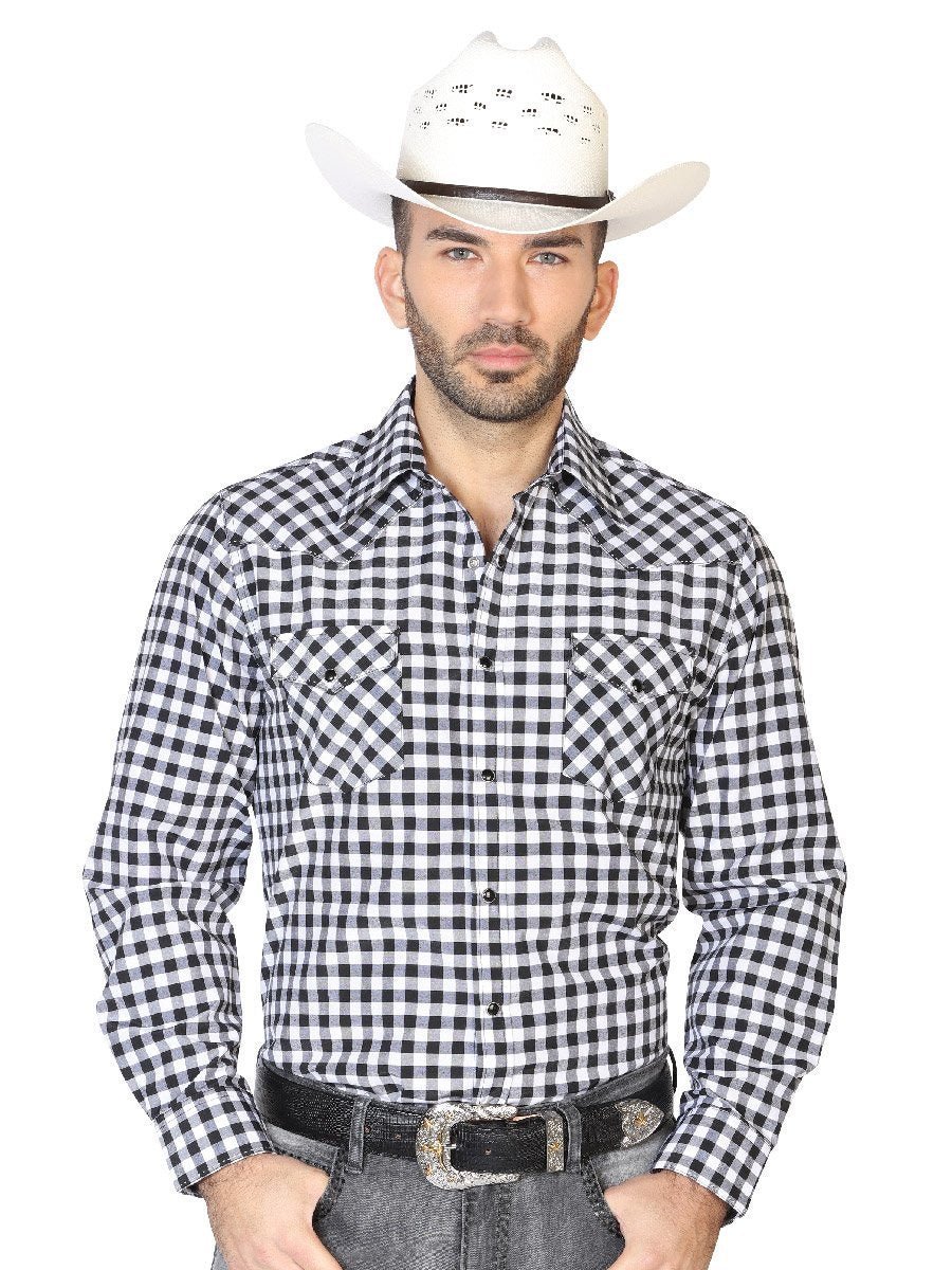 Camisa Vaquera Manga Larga para Hombre, 55% Algodon, 45% Polyester 'El General' * - ID: 42621 NEGRO/BLANCO - BELLEZA'S - Camisa Vaquera Manga Larga para Hombre, 55% Algodon, 45% Polyester 'El General' * - ID: 42621 NEGRO/BLANCO - BELLEZA'S - 42621